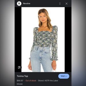 ASTR the Label Floral Square Neck Blouse - Blue and Green